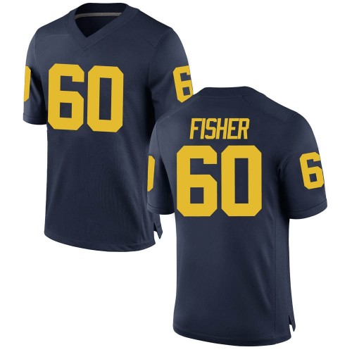 Luke Fisher Michigan Wolverines Youth NCAA #60 Navy Game Brand Jordan College Stitched Football Jersey SIX6754PW